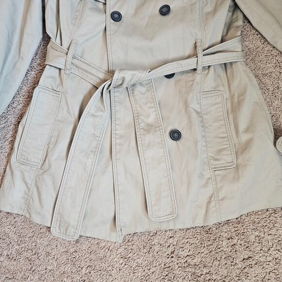 American Eagle Outfitters Trench Coat Womens Med Beige Double Breasted Belted - Picture 5 of 16